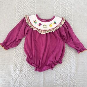 Purple Mardi Gras Long Sleeve Ruffled Romper